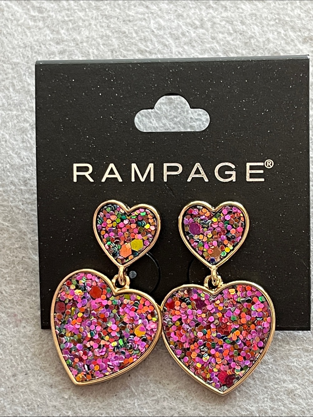 Rampage Gold-Tone Pink Multi Confetti Heart Drop Earrings
